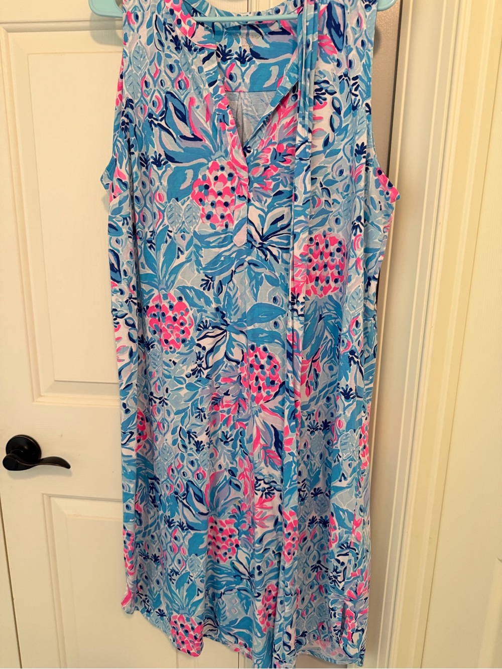 Lilly Pulitzer Sleeveless Maxi Dress in Light Blue, Pink and Navy Floral